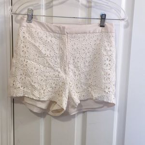 Cream mid waist shorts